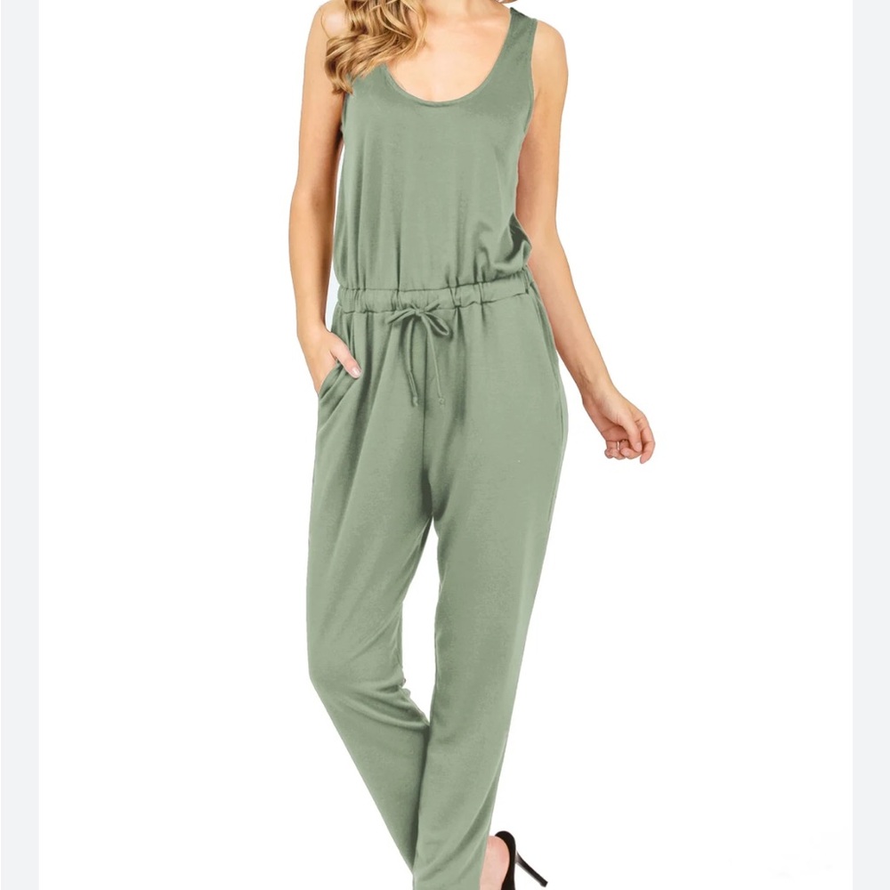 RACHEL ZOE Olive Green Sleeveless Jumpsuit XS